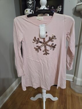 btween Pink Sequin Snowflake Nightgown